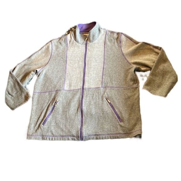 Draper’s & Damon’s Petites Women’s PXL Grey & Lavender Purple Full Zip Jacket - Picture 2 of 11